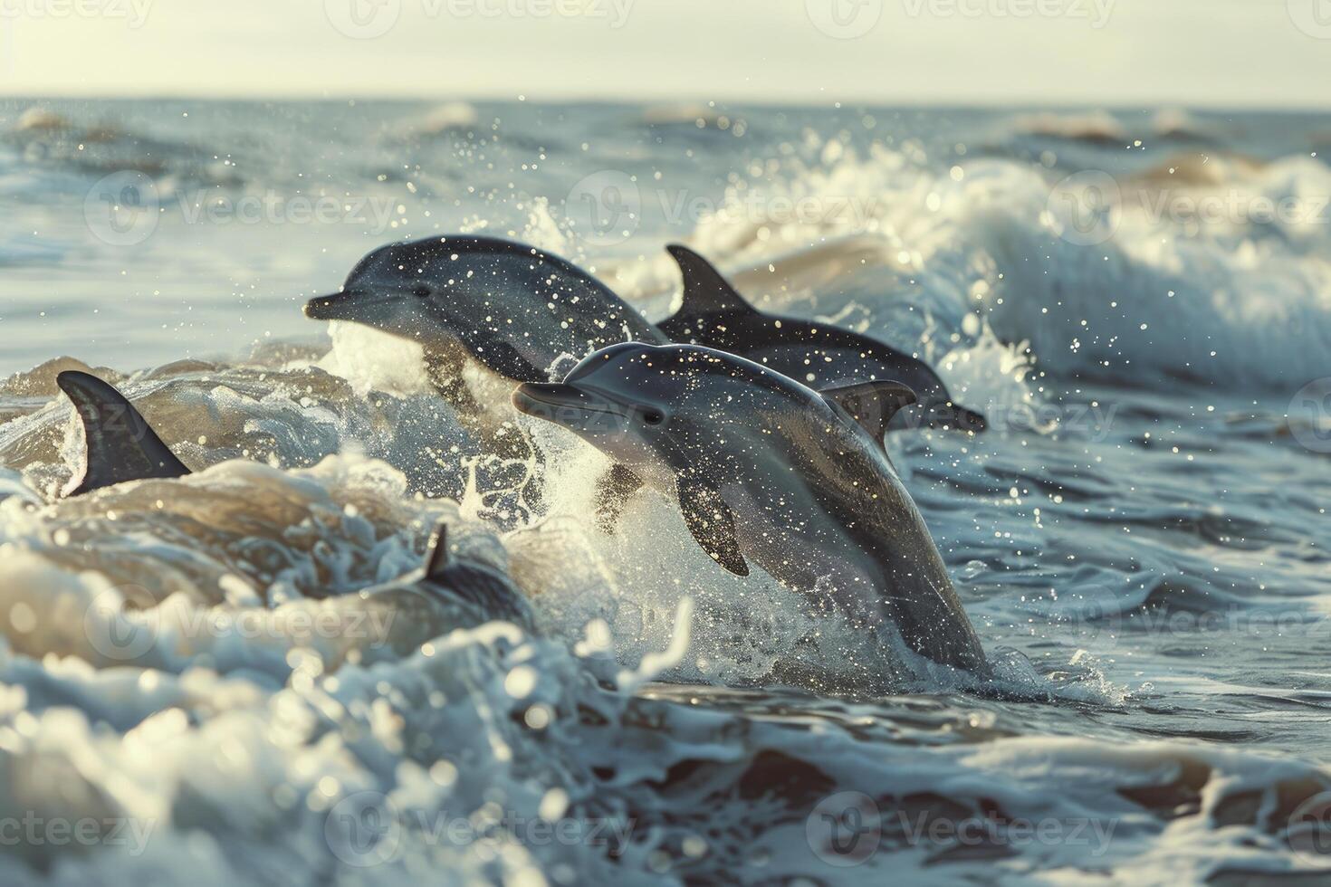a gracioso brincadeira do mar golfinhos foto