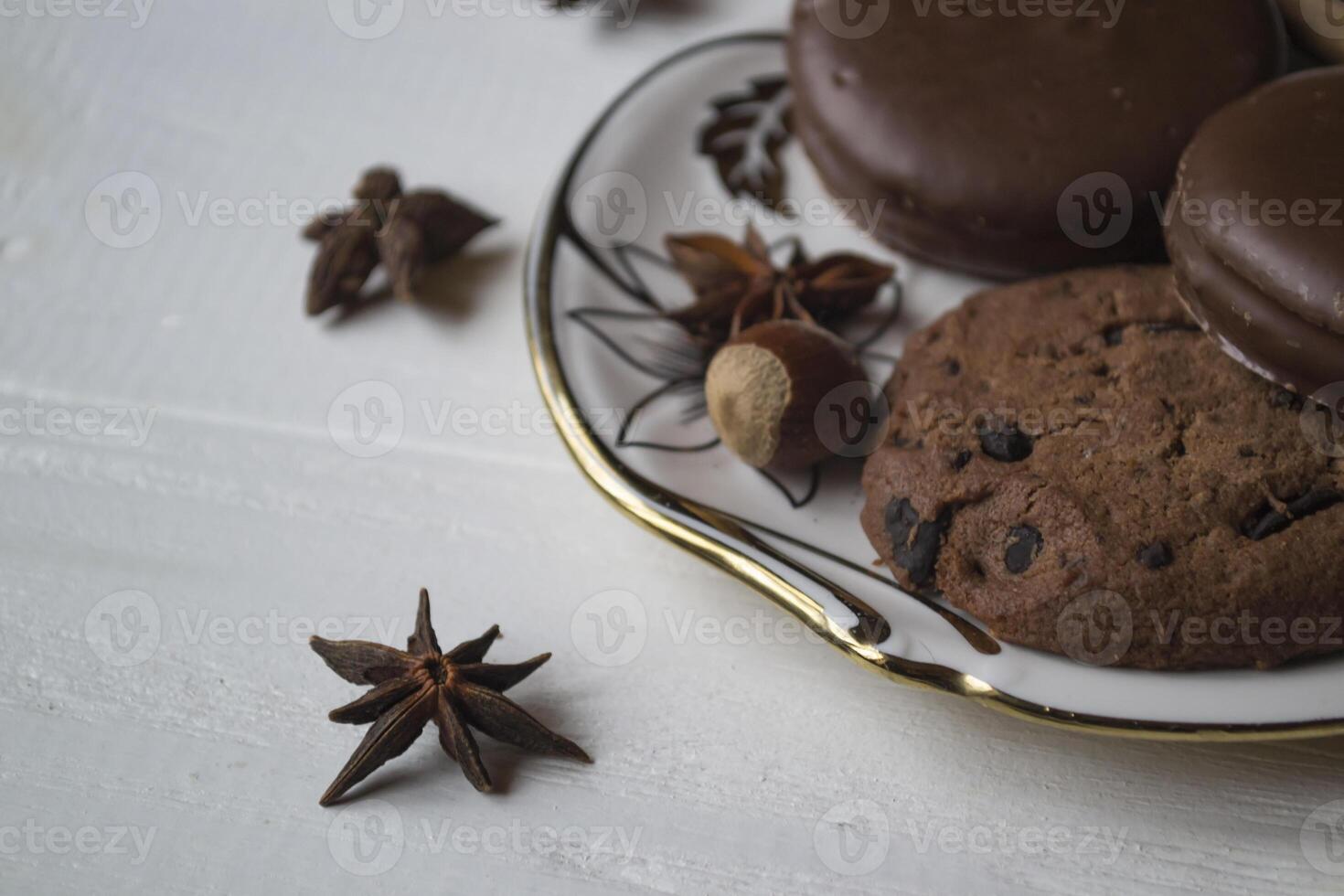 chocolate biscoitos fechar acima foto