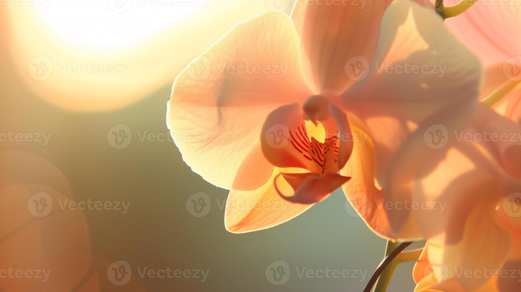 encantador mundo do flora, uma delicado colori orquídea dentro cheio flor foto