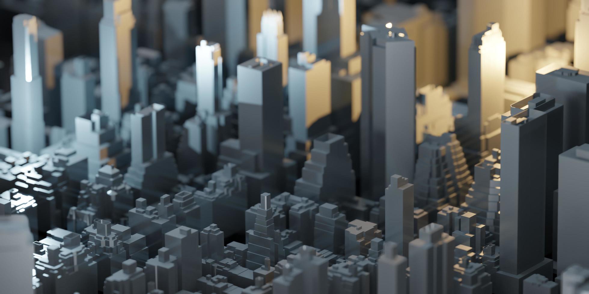 pequeno modelo cidade nova york cidade brinquedo cidade cenário de edifícios arranha-céu vista aérea ilustração 3D foto