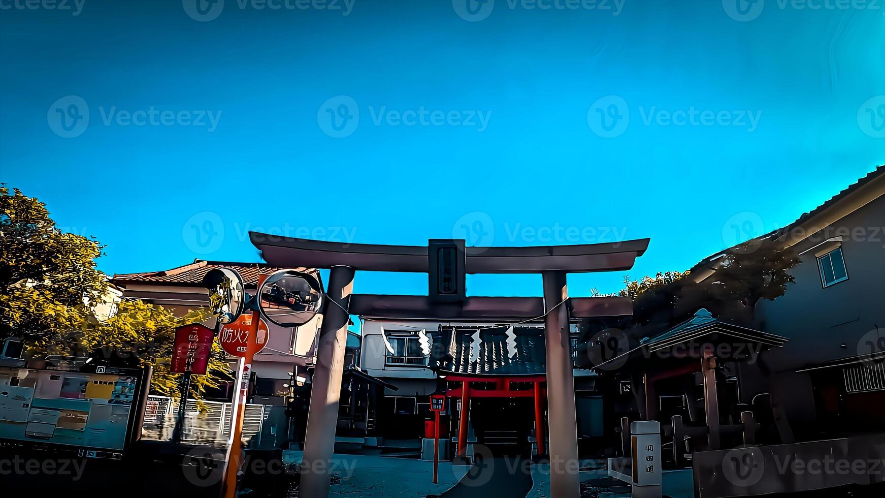 azul céu e santuário torii, ota ala, omo Inari santuário foto