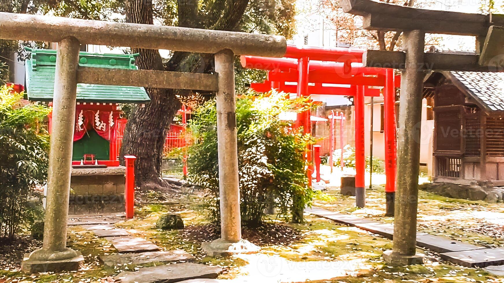 santuário torii e abordagem.mimeguri santuário é uma santuário localizado dentro mukojima, Sumida ala, Tóquio, Japão. foto