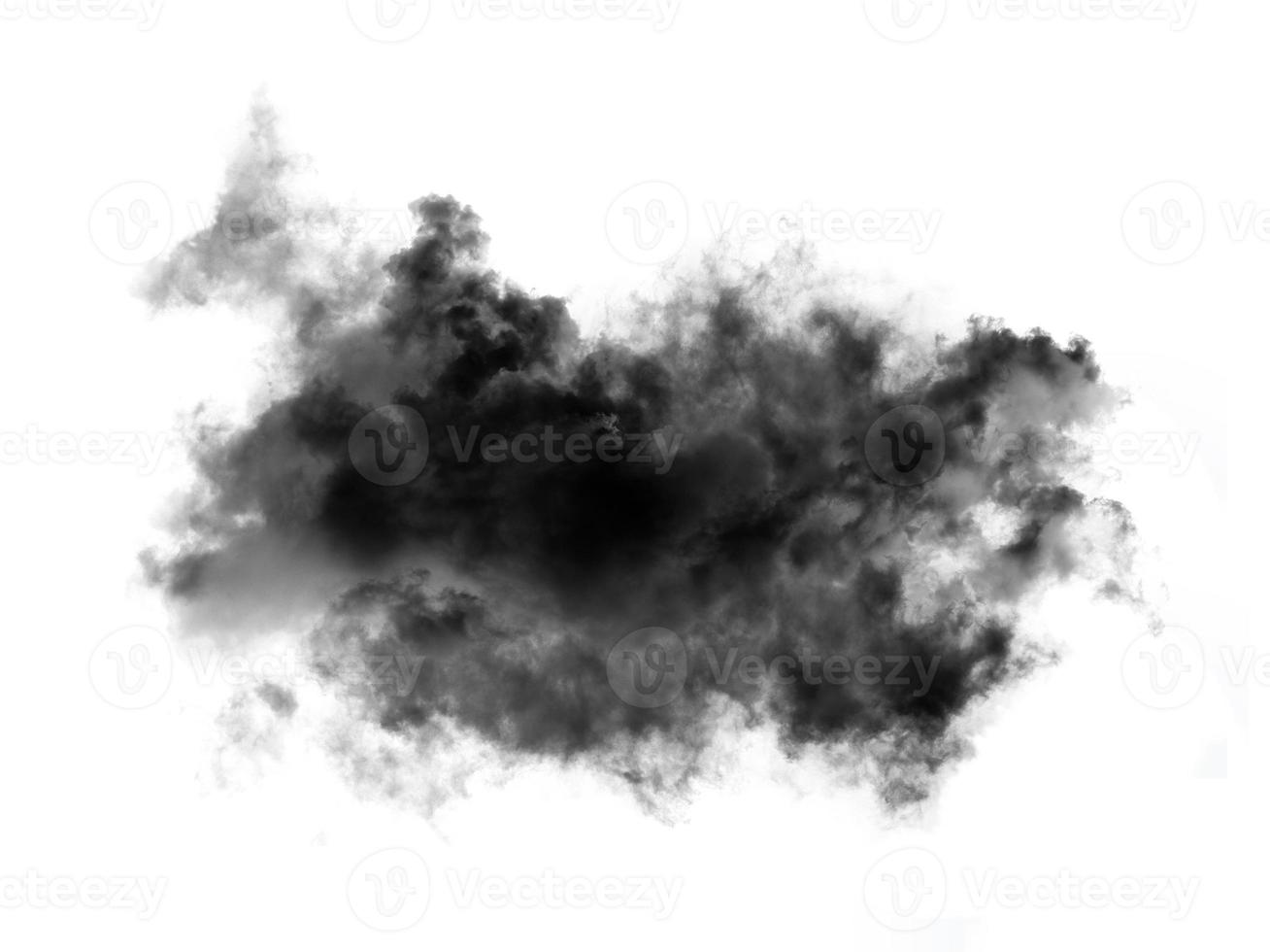 nuvens pretas ou fumaça no fundo branco foto