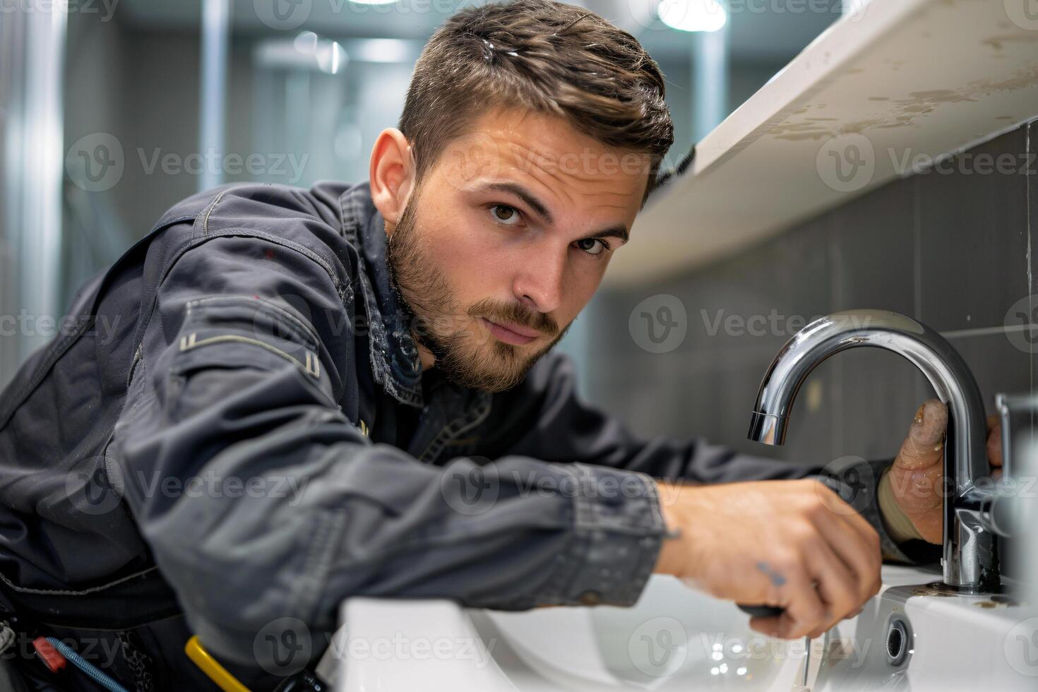 ai gerado encanador fixação cozinha torneira foto