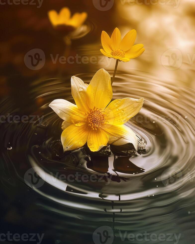flutuando flor com amarelo pétalas foto