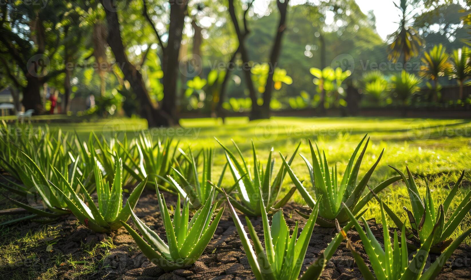 aloés vera plantas próspero dentro uma botânico jardim foto