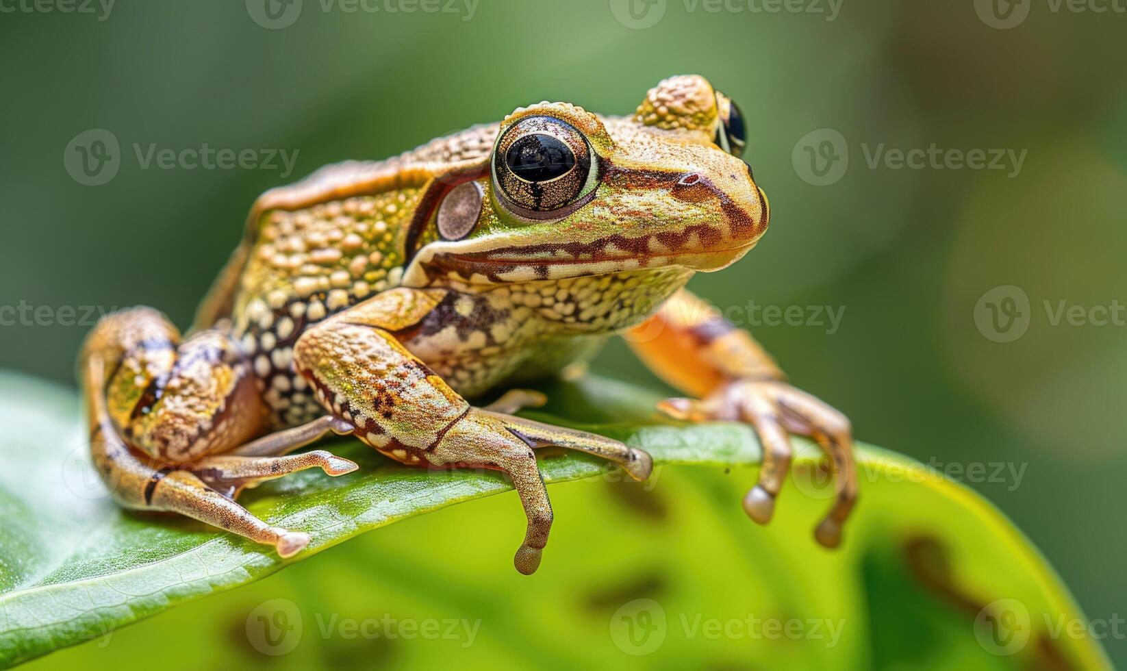 fechar-se do rana arvalis empoleirado em uma folha foto