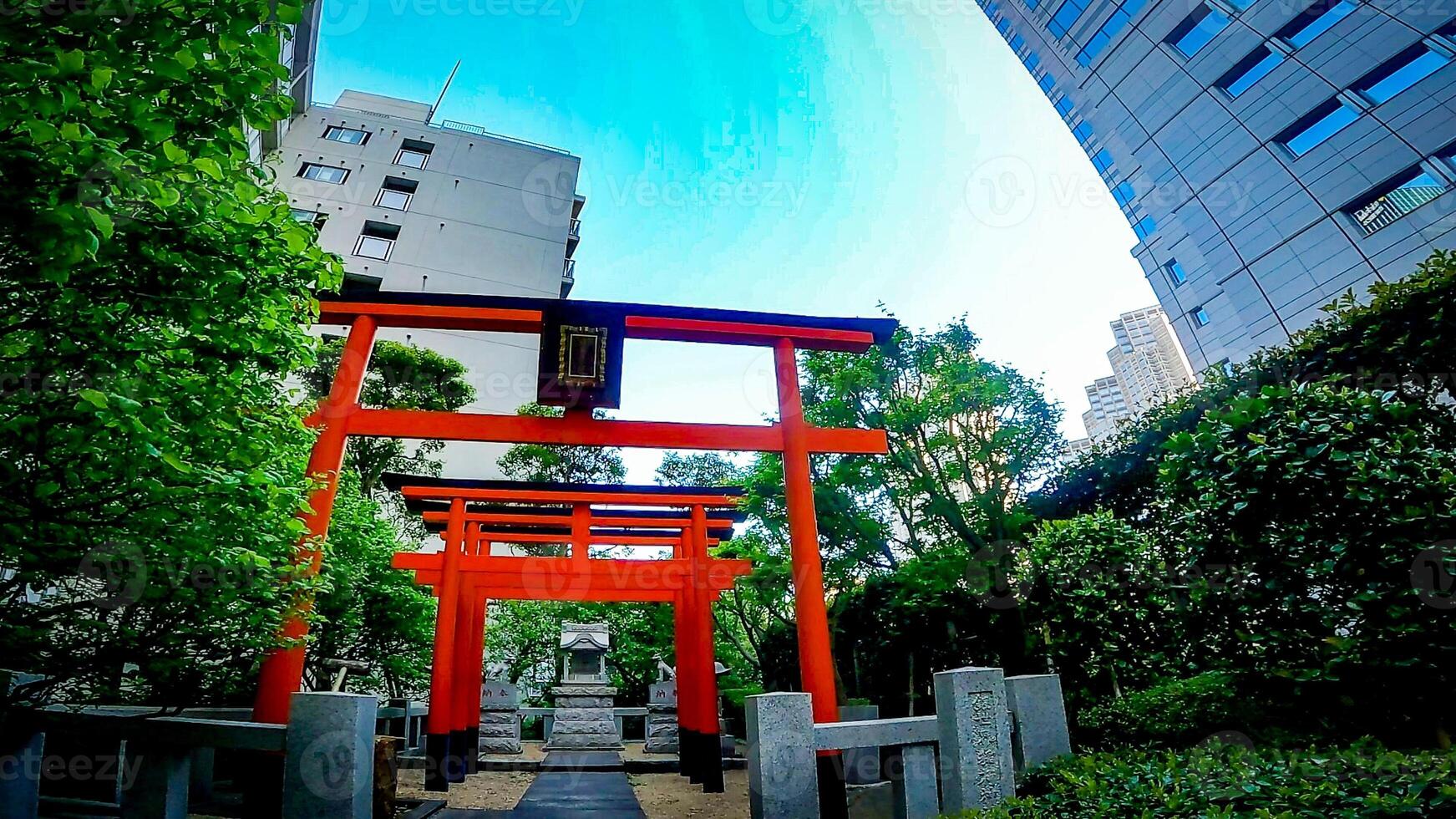 ginsekai Inari santuário é uma santuário localizado dentro a canto do shinjuku parque torre, Nishi-shinjuku, Shinjuku-ku, Tóquio, Japão. isto todo área estava a residência do uma certo feudal senhor durante a edo foto