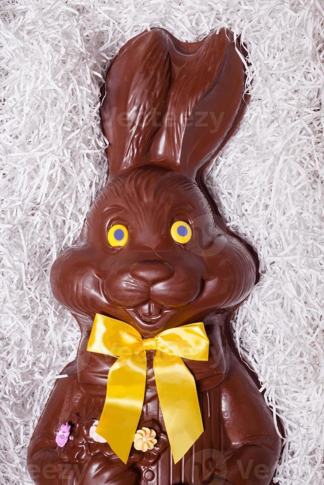 detalhes de um grande coelho de chocolate foto