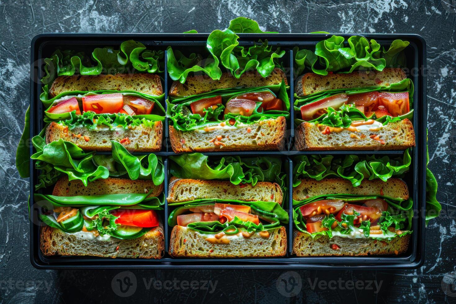 ai gerado saudável refeição preparação sanduíches dentro recipiente foto