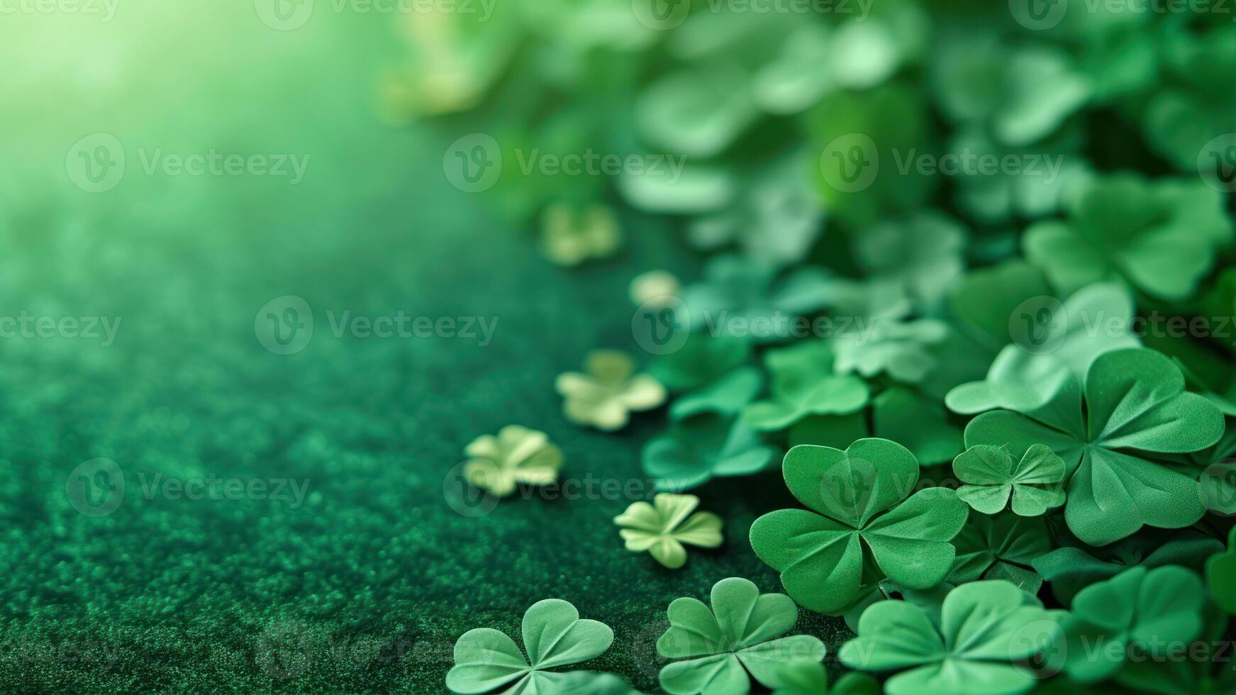 ai gerado trevo folhas em verde fundo. st. patrick's dia conceito. foto