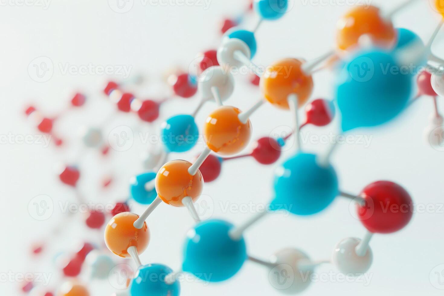 ai gerado molecular vínculo modelo com químico compostos em branco fundo foto