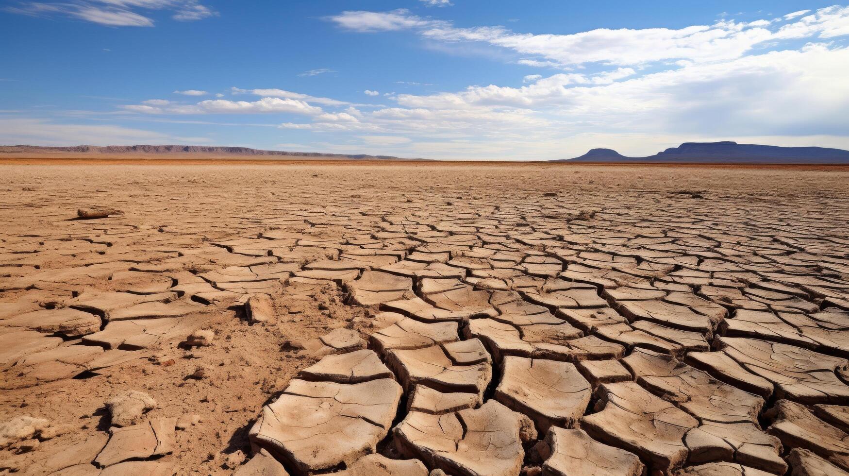 deserta leito do lago com vestígios do passado água foto