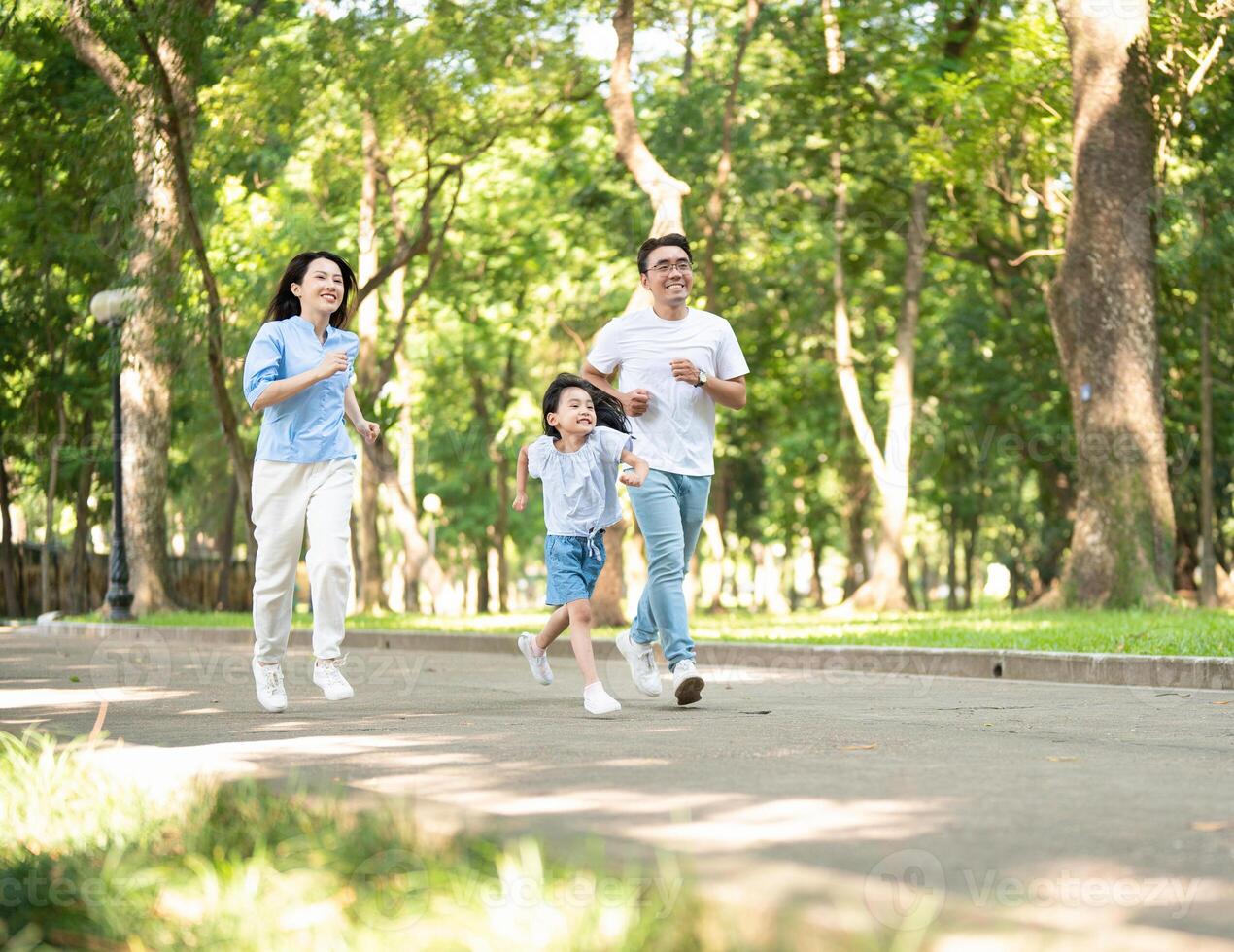 foto do jovem ásia família às parque