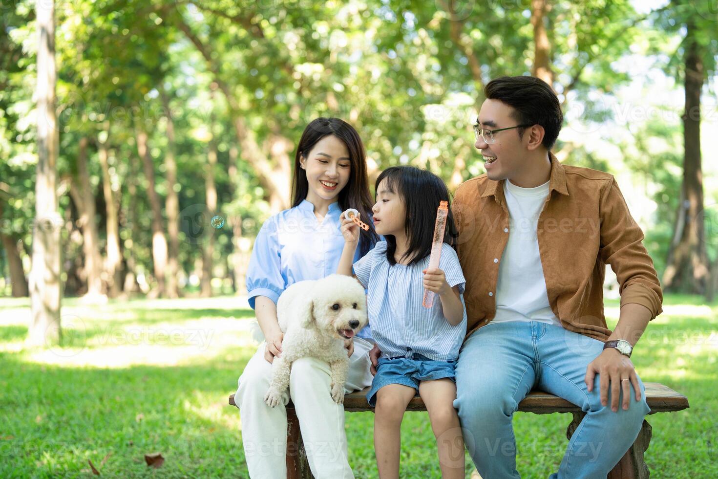 foto do jovem ásia família às parque