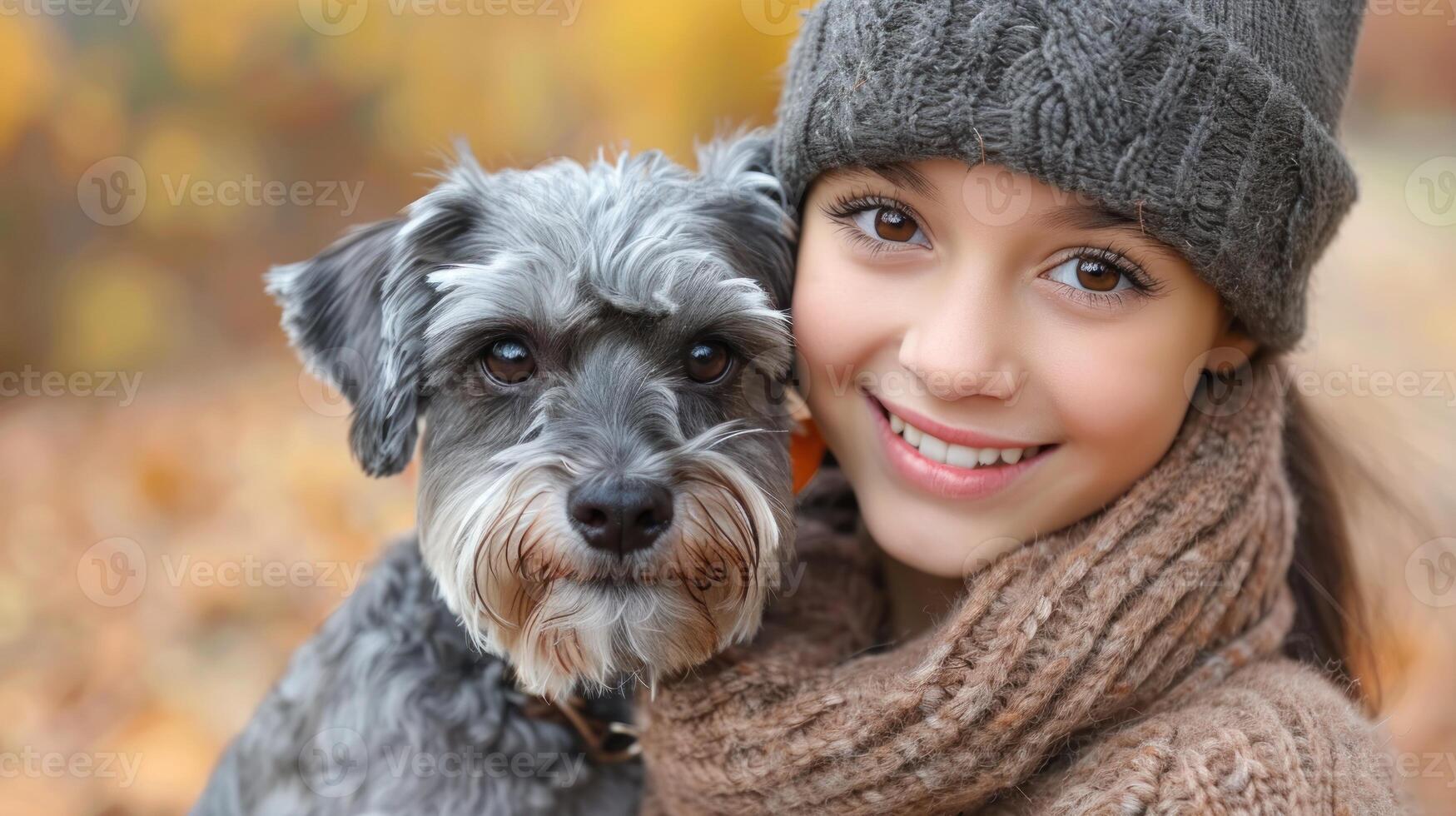 uma mulher carregando uma pequeno cachorro dentro dela braços foto