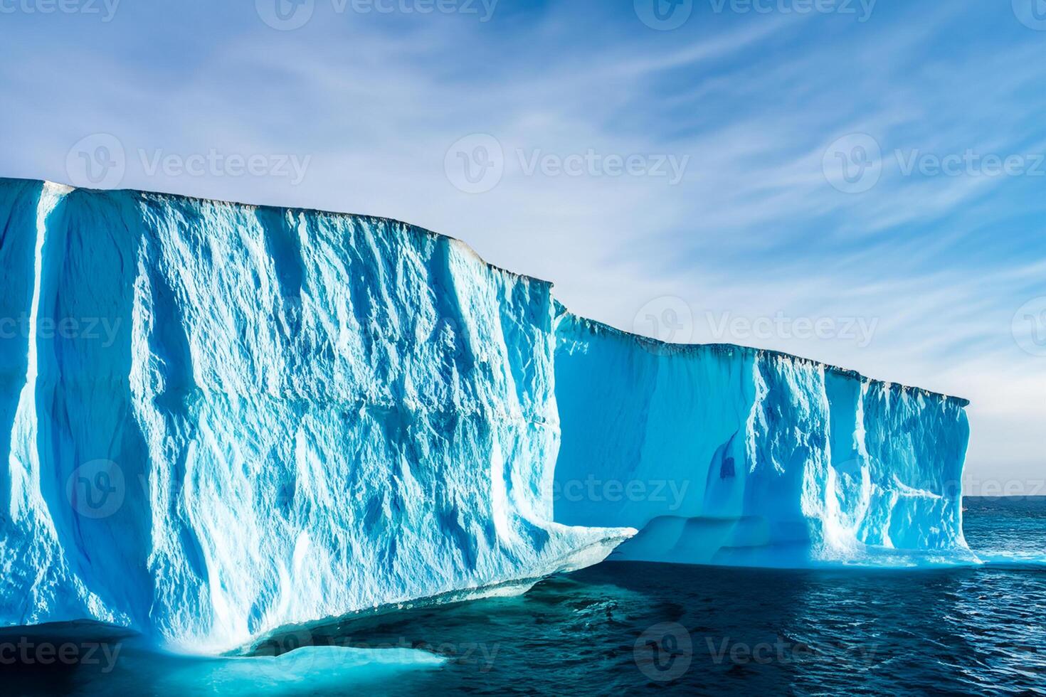 majestoso gelo falésias coroado de uma legal atmosfera, emoldurado de a lindo mar e céu, conjuração uma harmonioso panorama do da natureza gelado grandeza e oceânico esplendor foto