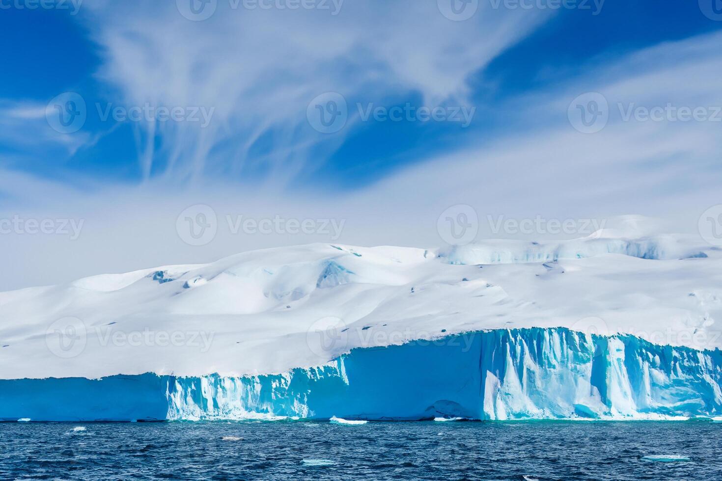 majestoso gelo falésias coroado de uma legal atmosfera, emoldurado de a lindo mar e céu, conjuração uma harmonioso panorama do da natureza gelado grandeza e oceânico esplendor foto