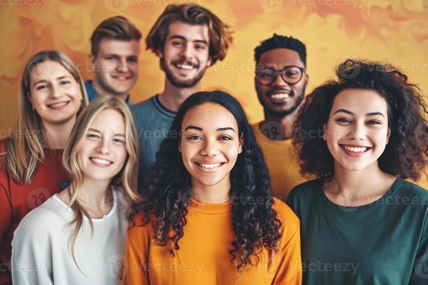 diverso grupo do sorridente jovem adultos foto