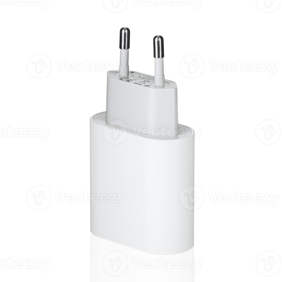 rede adaptador 220v USB cobrando em uma branco fundo foto