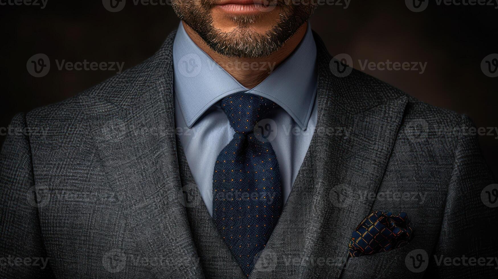 uma homem com uma barba vestido dentro uma terno e gravata foto