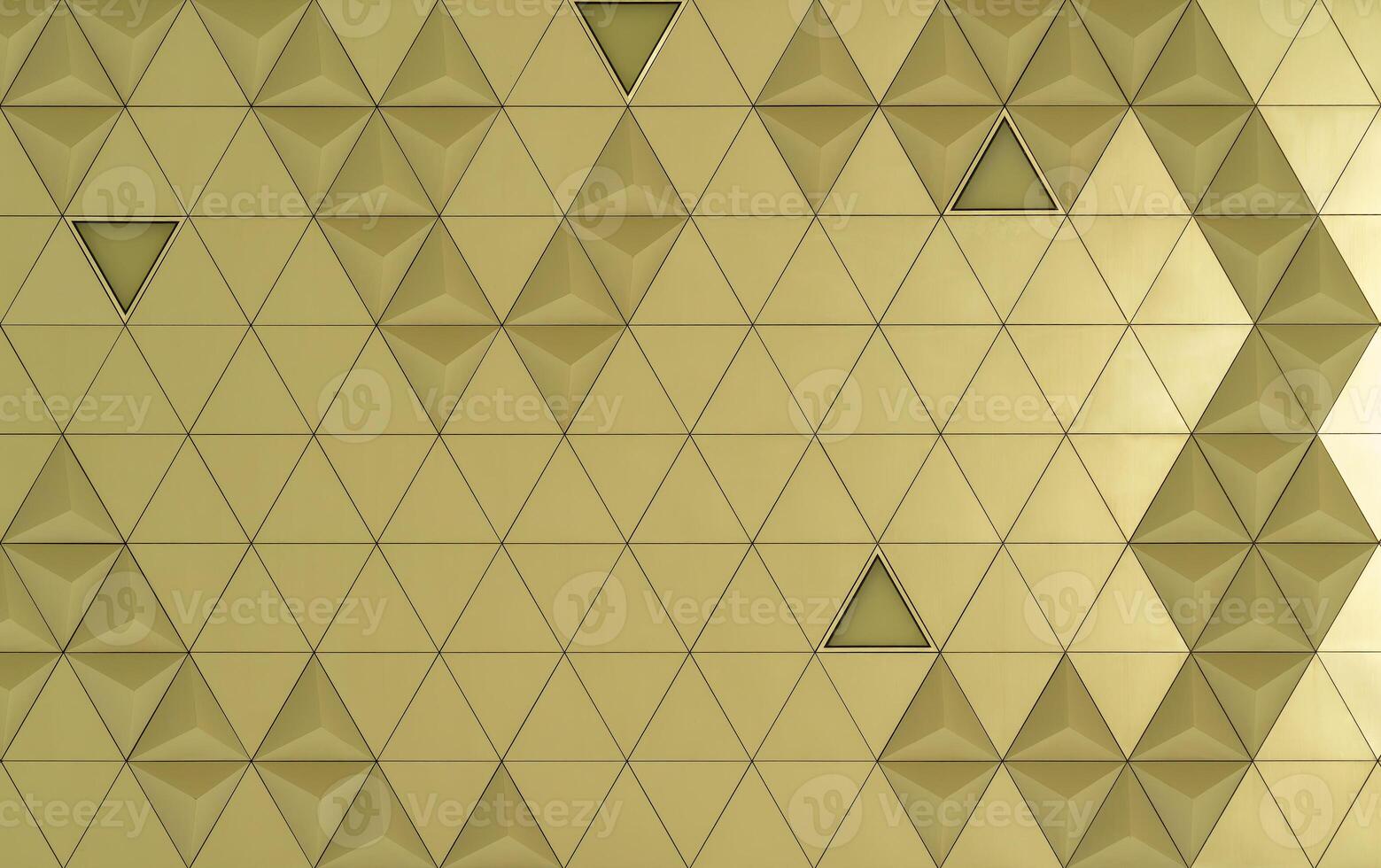 dourado em forma de diamante polido metal revestimento de fachada painéis do uma moderno construção iluminado de luz solar. abstrato fundo. foto