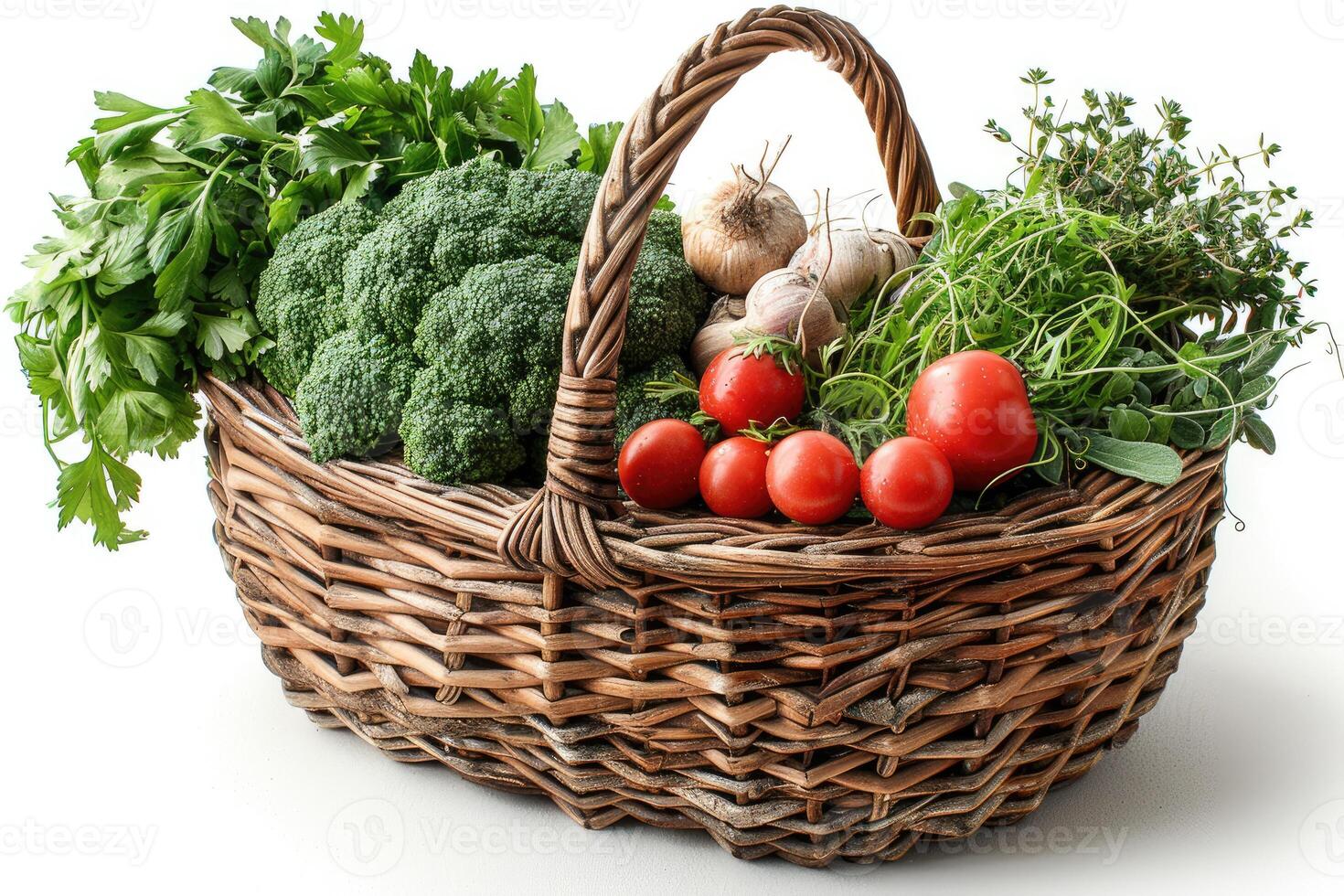 fresco legumes produtos com cesta profissional publicidade Comida fotografia foto