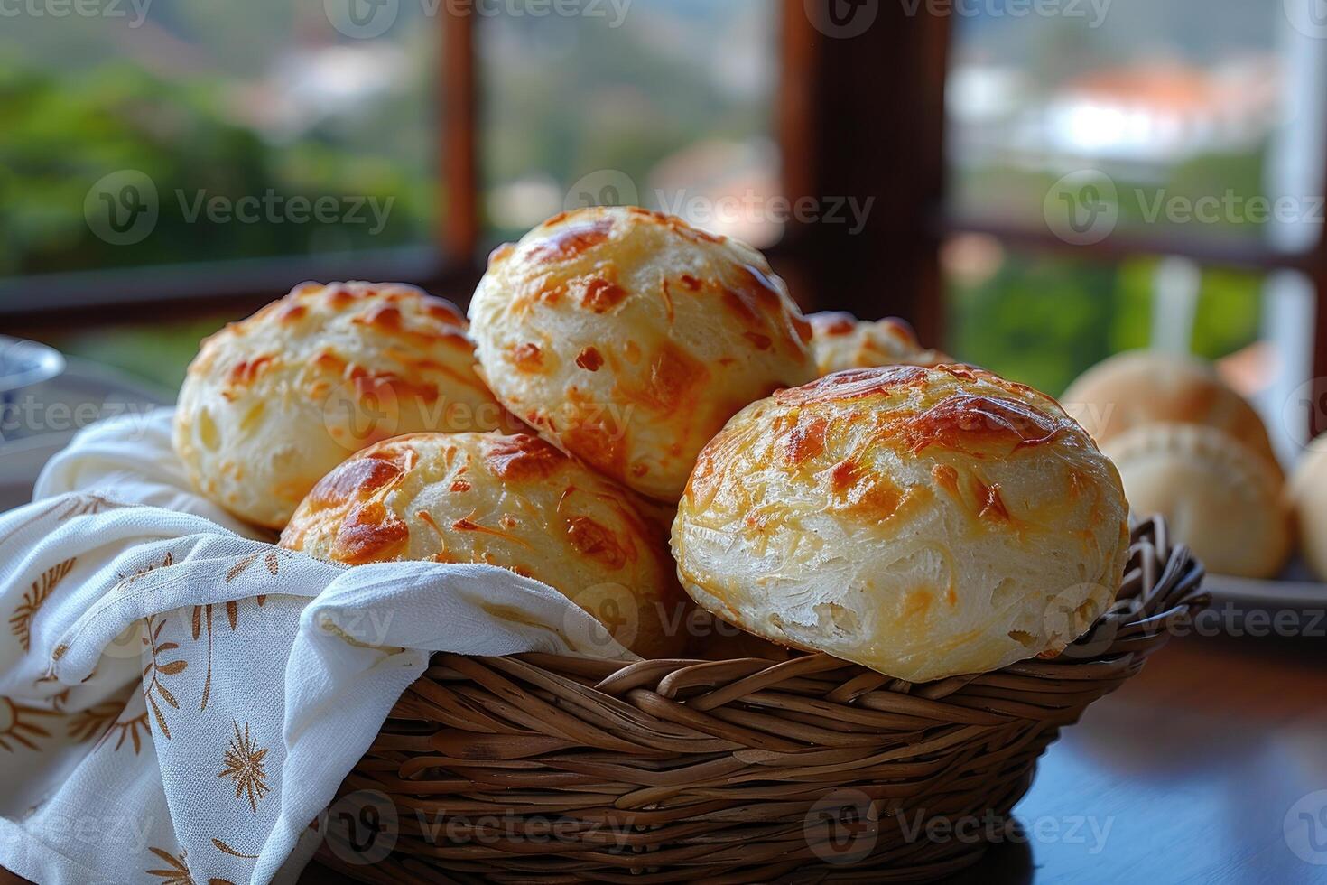pao de queijo brasileiro queijo pão dentro a cozinha mesa profissional publicidade Comida fotografia foto