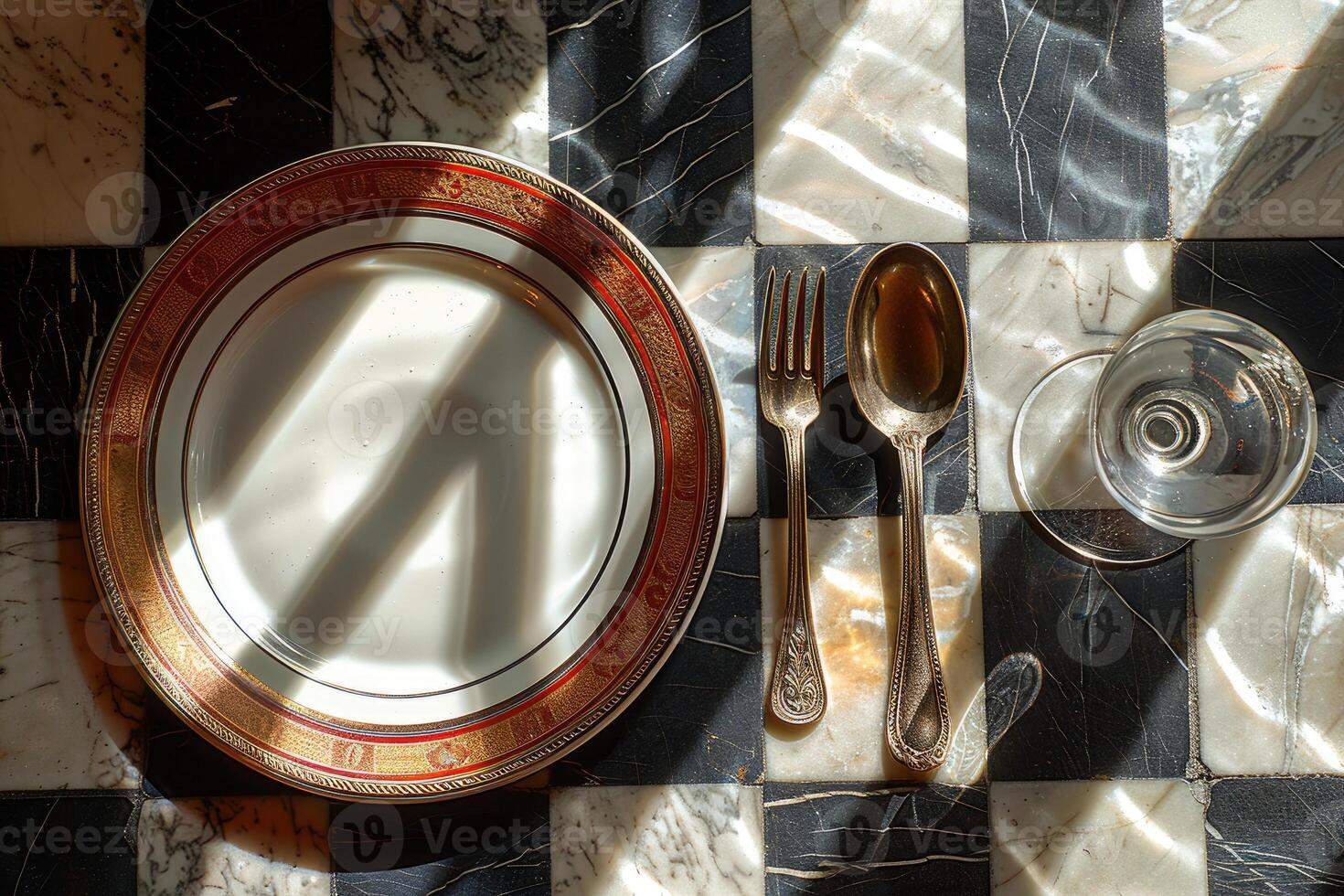 uma jantar prato e talheres para uma Casamento às uma luxo hotel publicidade Comida fotografia foto