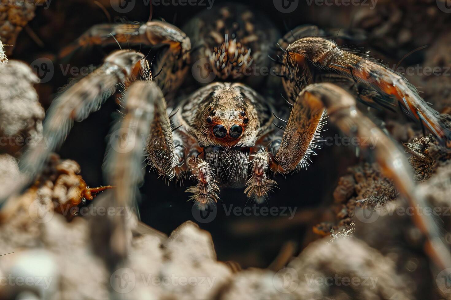 fechar-se do ágil Lobo aranha com Boa visão dentro habitat. foto