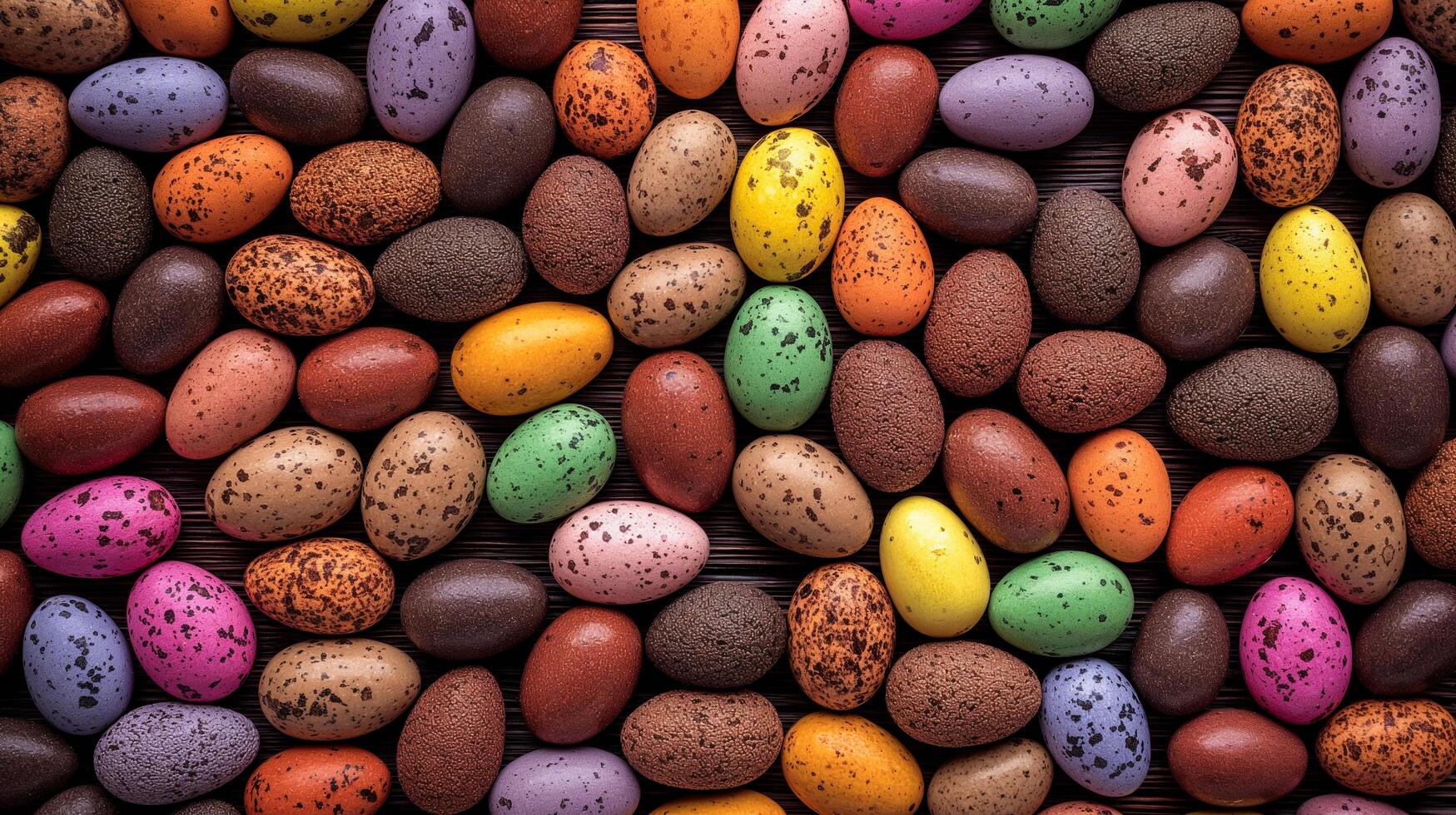 uma ampla grupo do colorida chocolate ovos foto