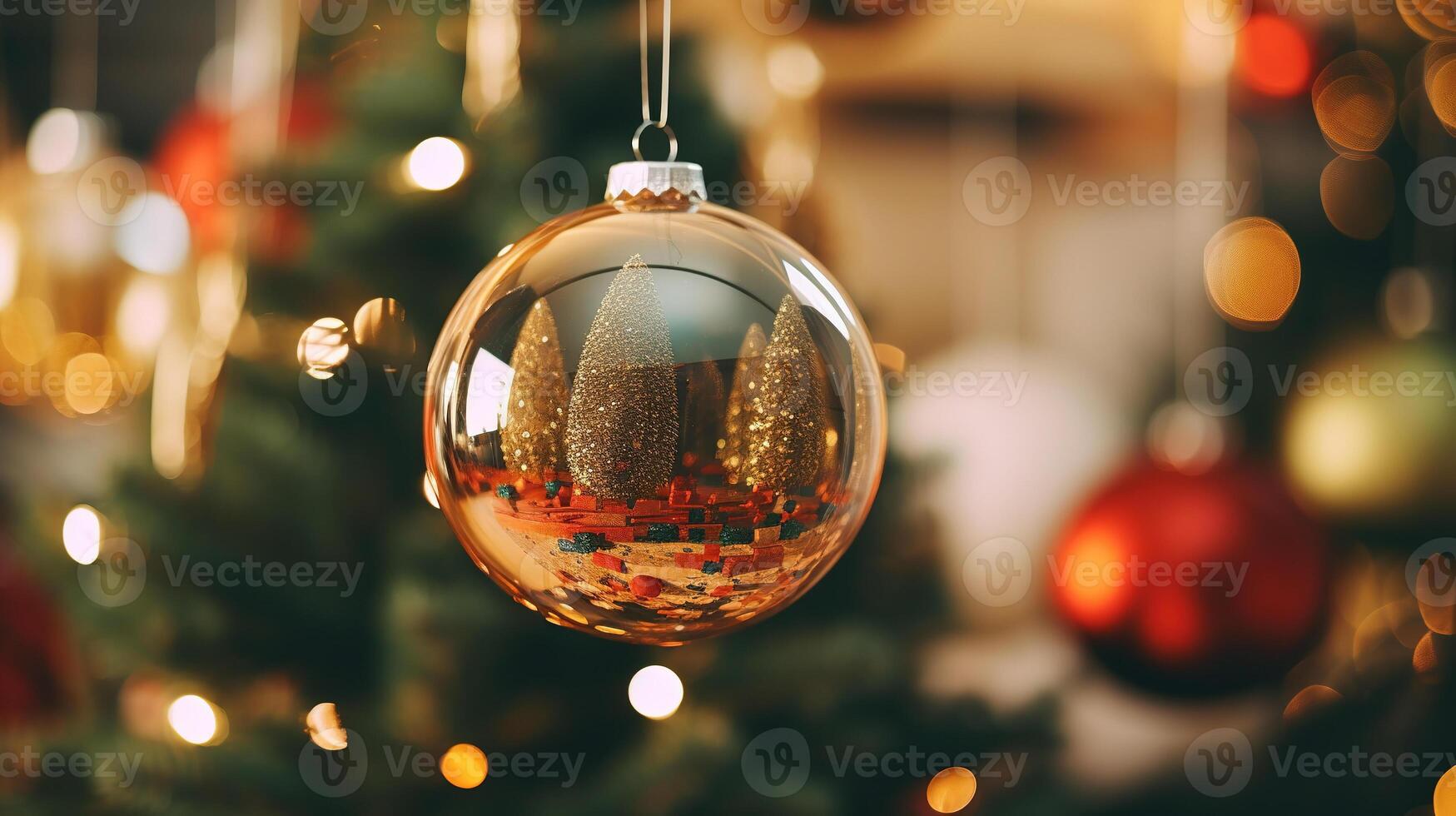 Natal decorações fechar-se contra a fundo do uma Natal árvore foto