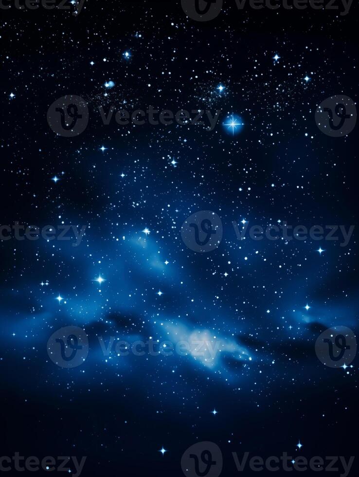 cintilante Estrela clusters e nebulosa dentro noite céu fundo foto