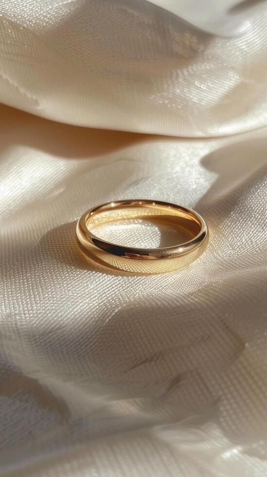 dourado anel em texturizado seda foto