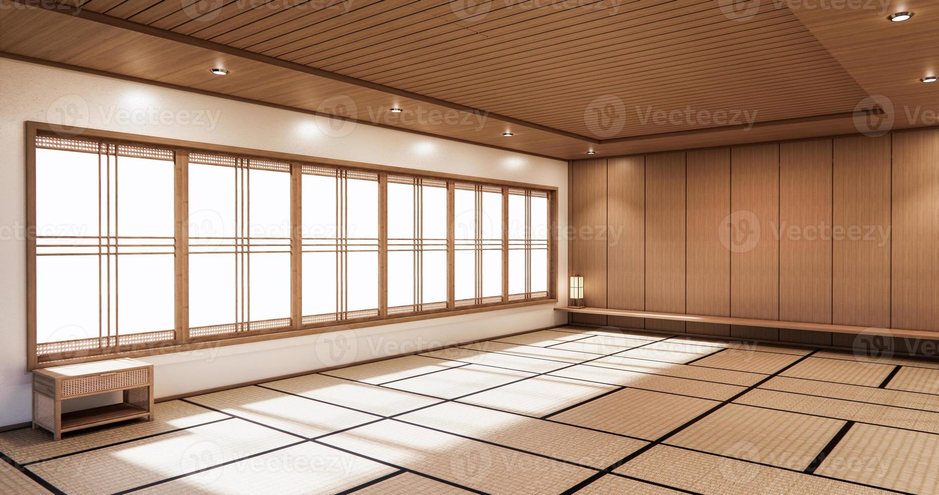 a sala minimalista em estilo japonês design.3d rendering foto