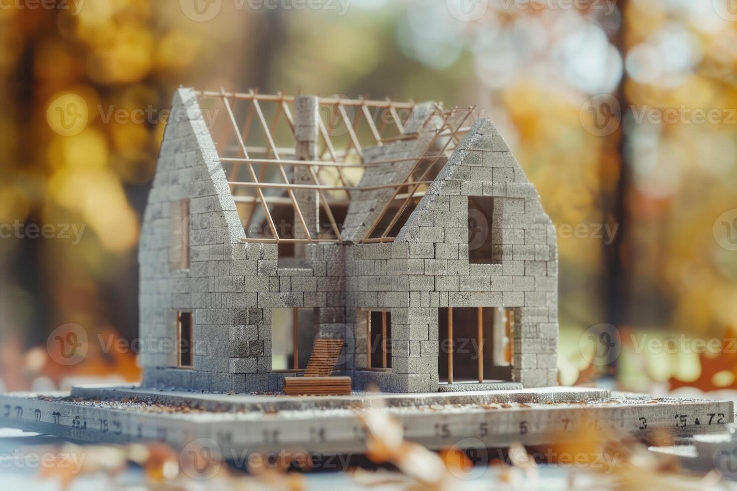 ai gerado construção uma silicato quadra casa dentro uma verão cabana. foto