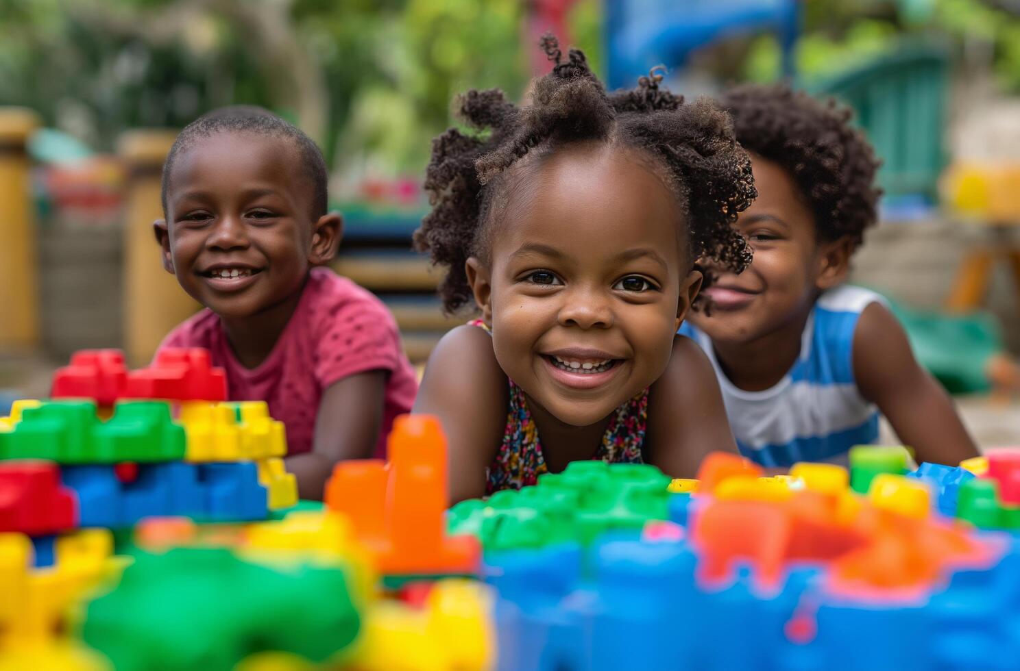 ai gerado crianças noivando com colorida brinquedos foto