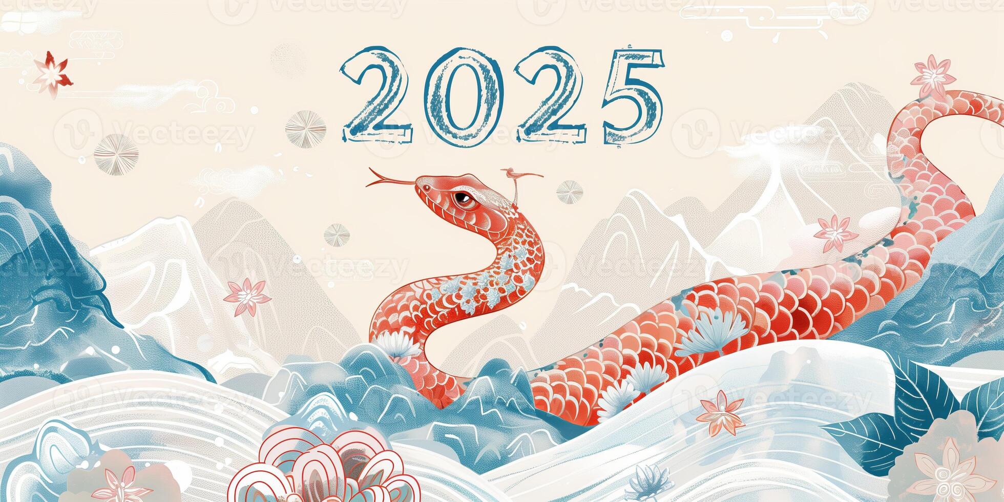 ai gerado ilustração para cultural celebração do chinês Novo ano 2025 serpente zodíaco símbolo foto