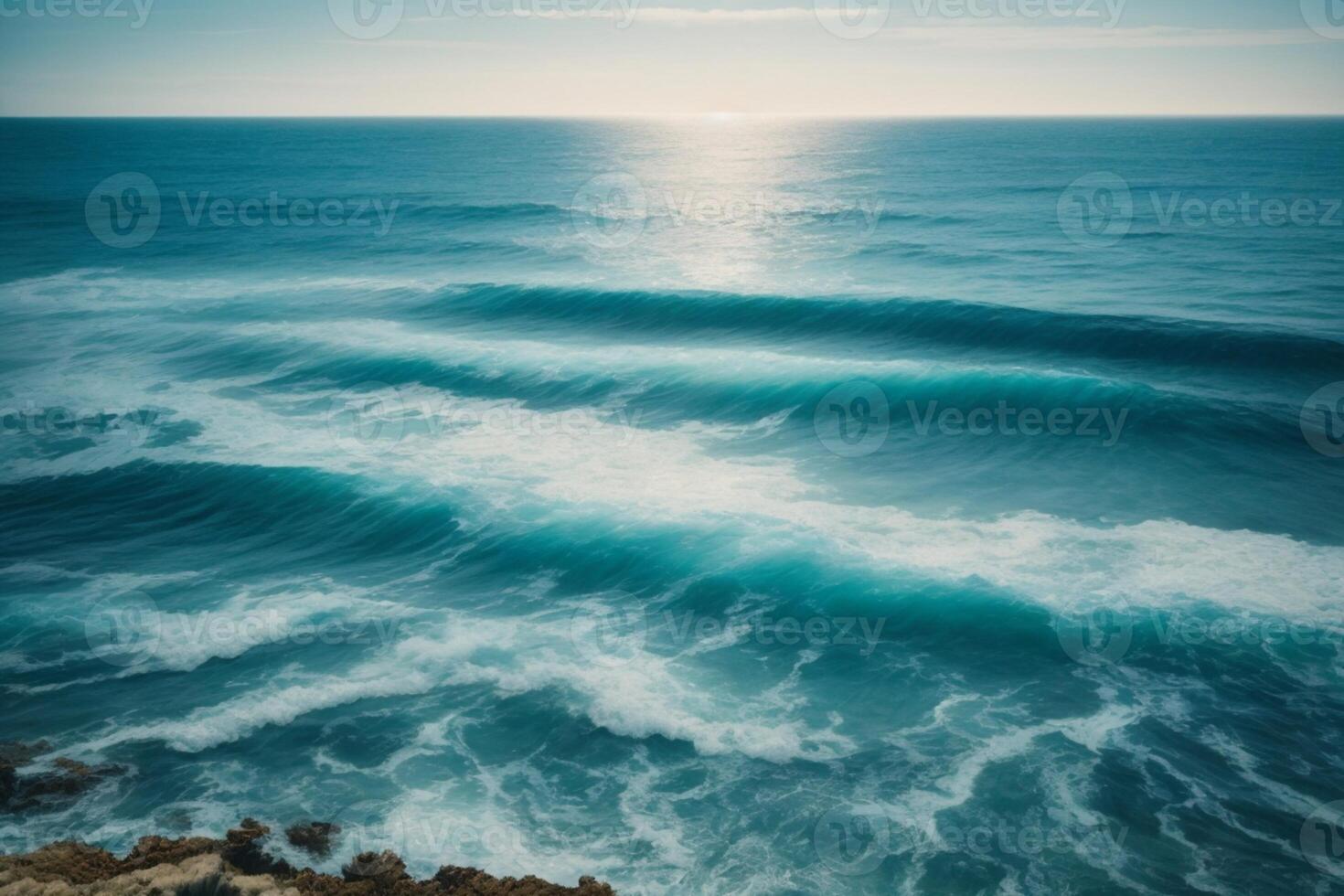 uma Visão do a oceano a partir de acima com ondas foto