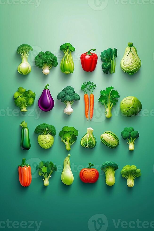 uma verde fundo com legumes e ervas foto