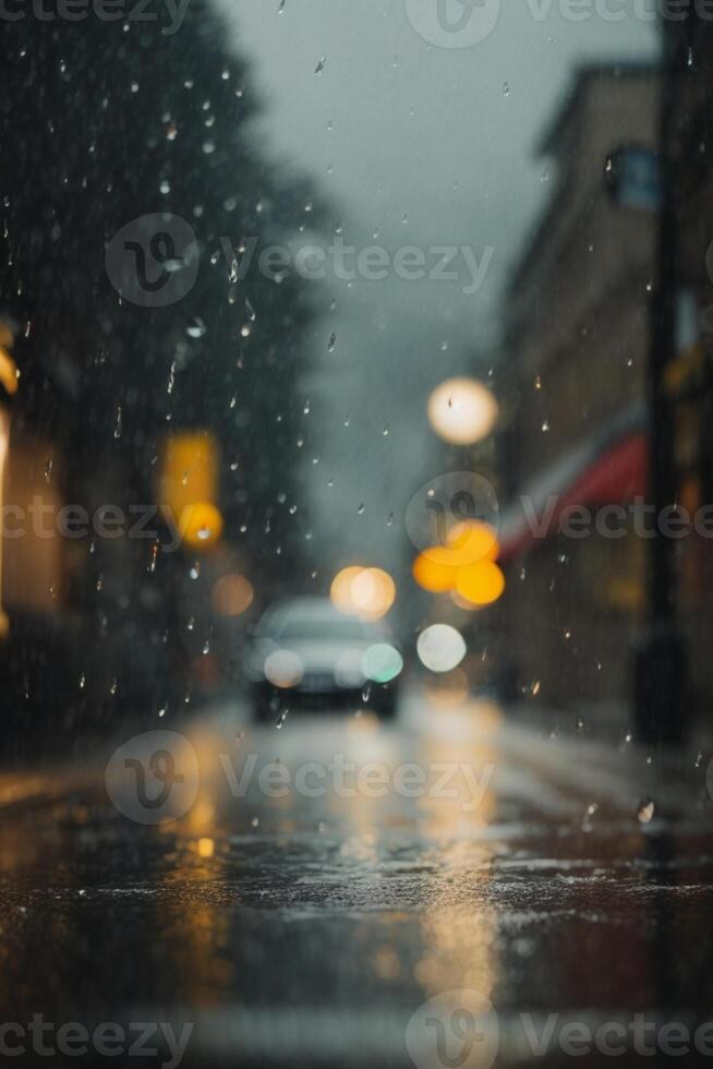 pingos de chuva em a terra dentro uma poça foto