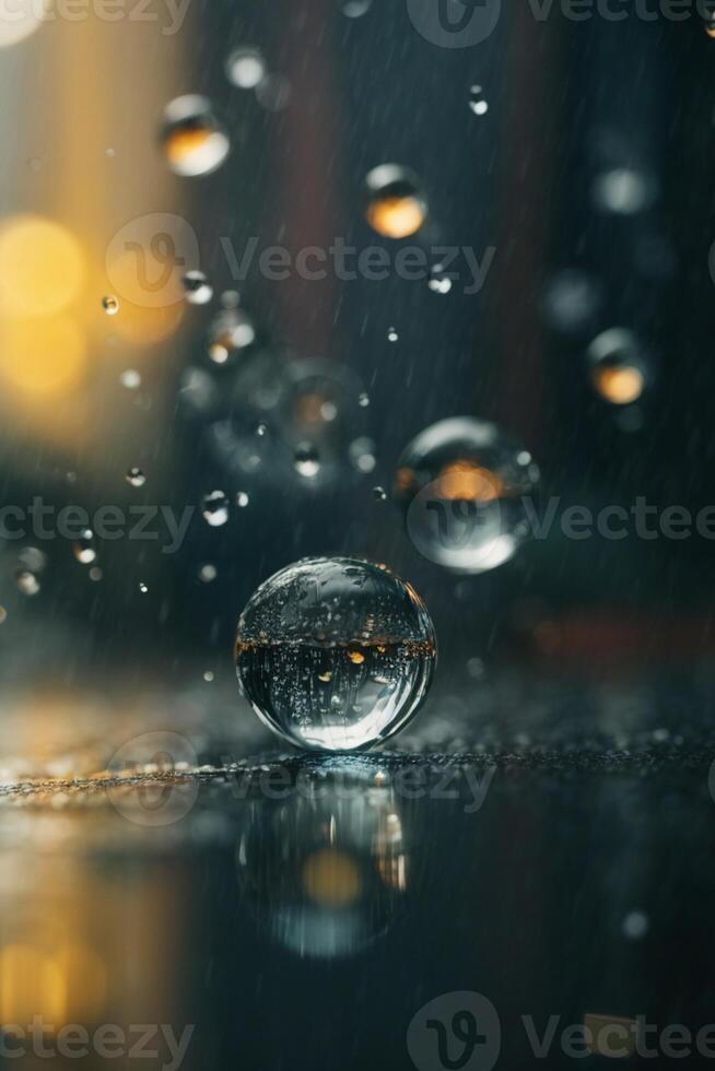 pingos de chuva em a estrada às noite foto