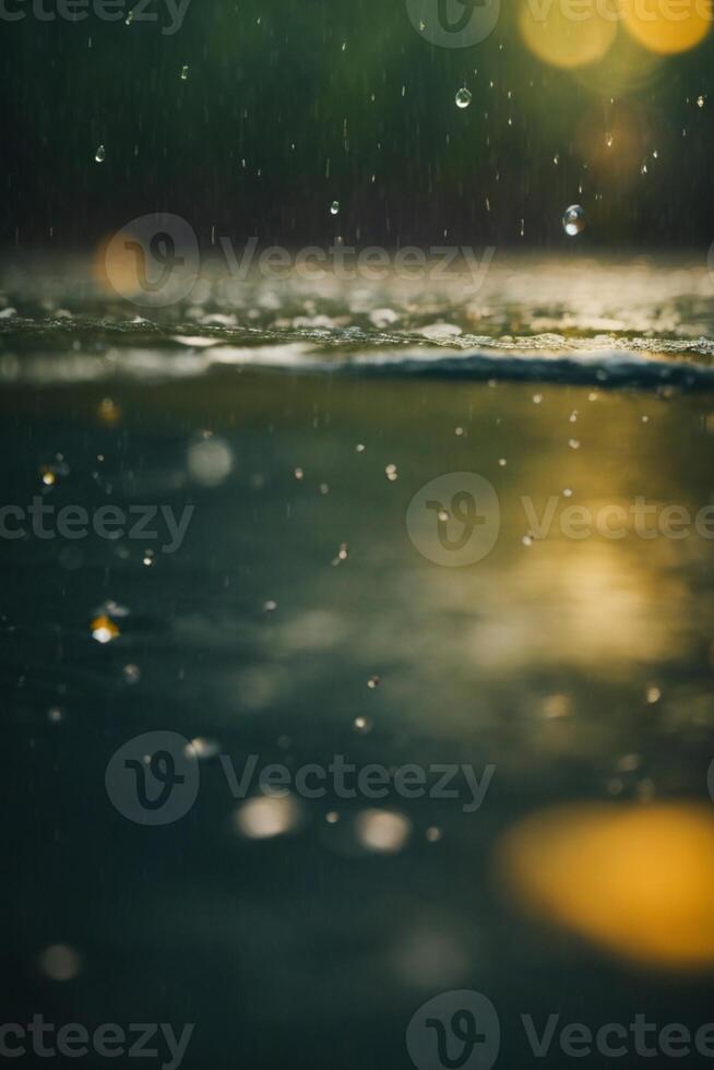 pingos de chuva em a estrada às noite foto