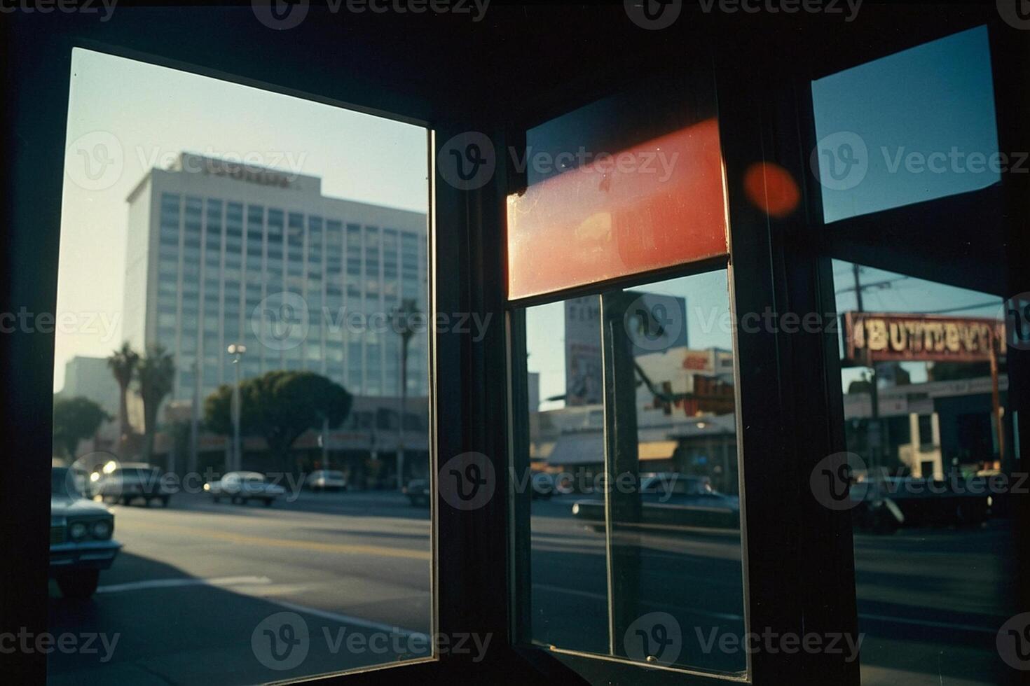 uma Visão do a cidade a partir de dentro uma ônibus janela foto