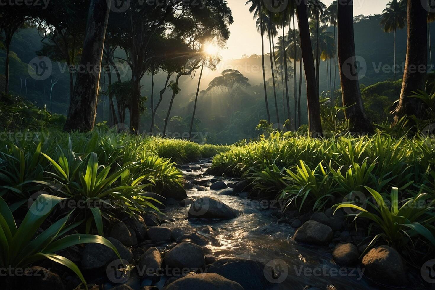 lindo panorama com rio e montanha dentro Tailândia foto