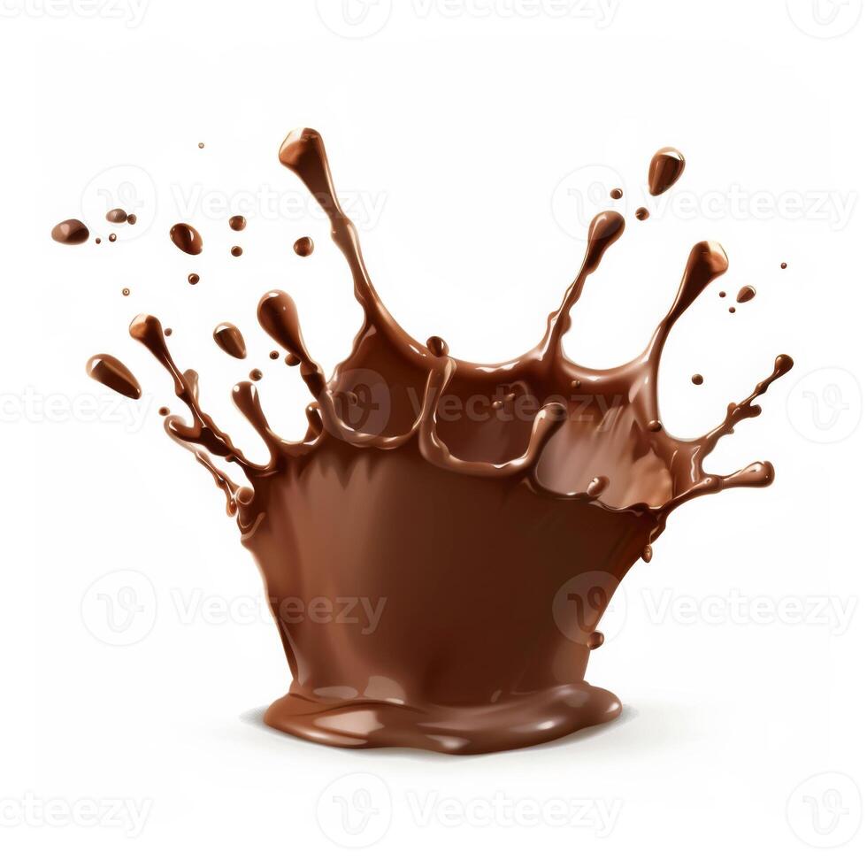 dinâmico chocolate respingo em branco fundo foto