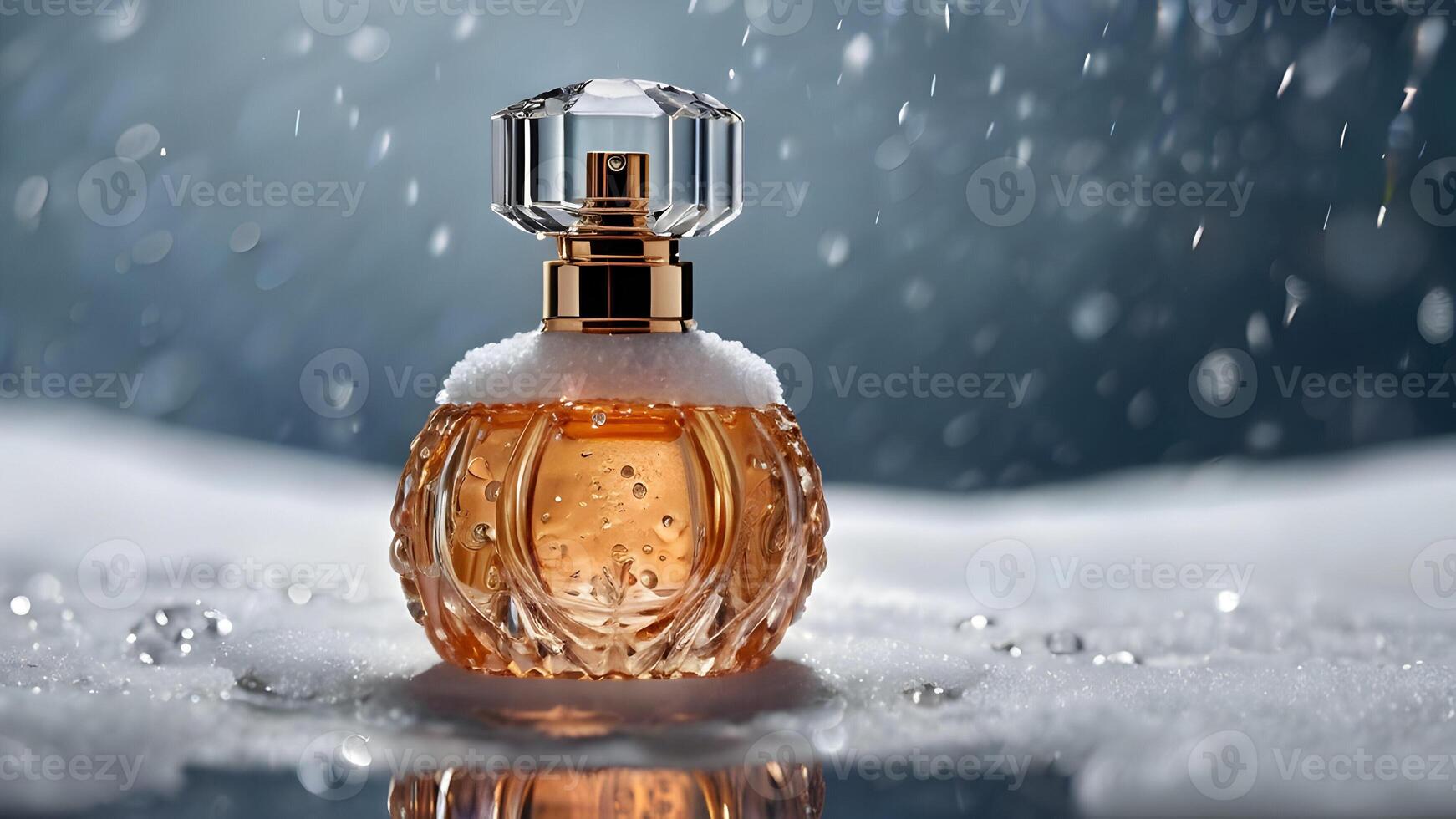 luxo perfume garrafa dentro a neve foto