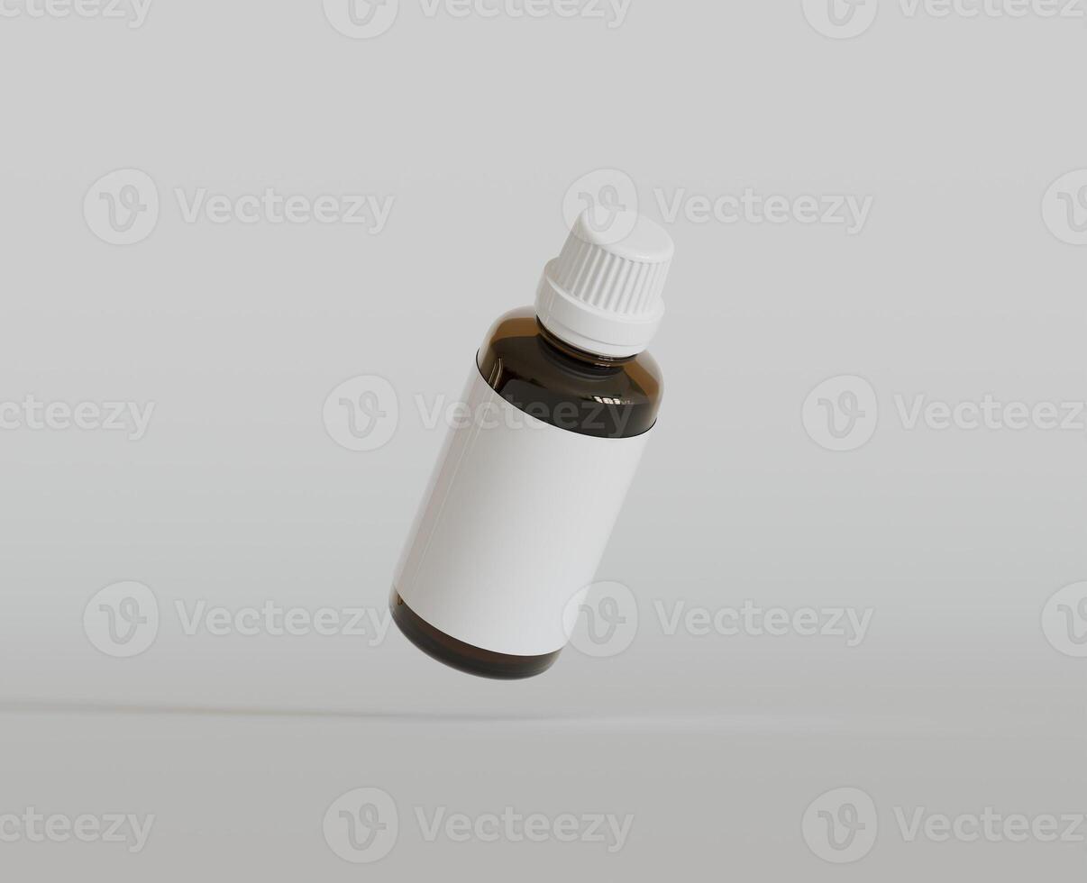 conta-gotas garrafa brincar - em branco rótulo em branco ou brilhante fundo foto