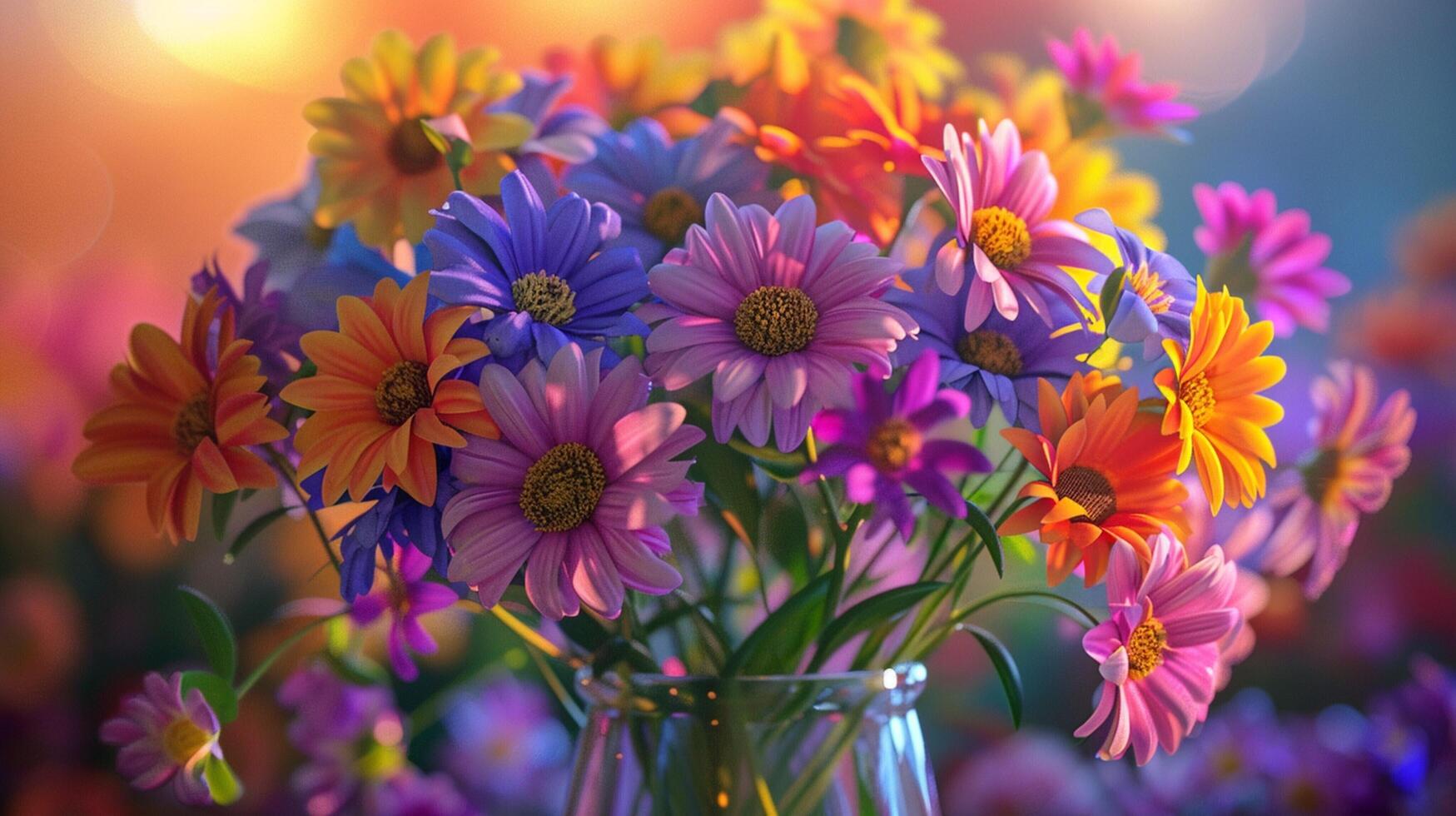 uma fresco ramalhete do multi colori flores foto