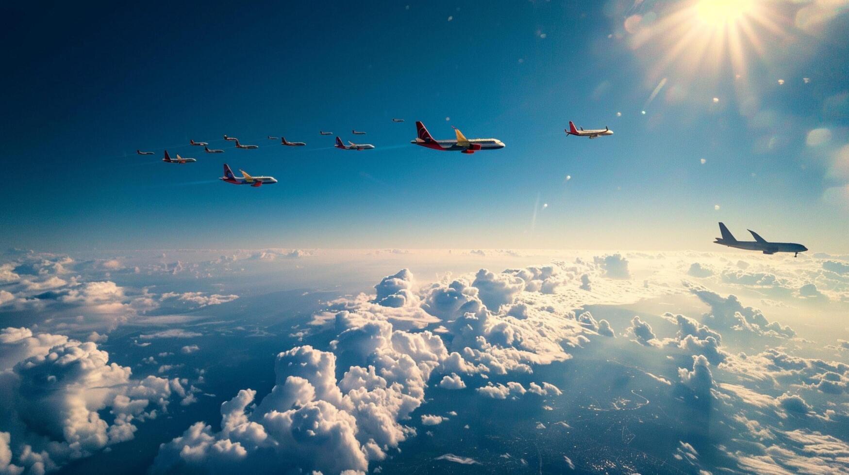 aviões subindo dentro a azul céu luxo viagem foto